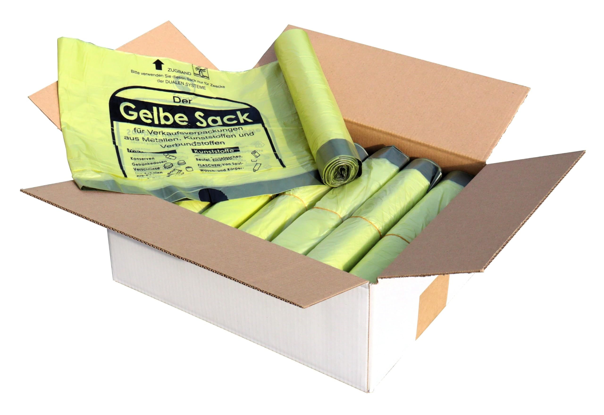 20 Rolls Yellow Bags in Box, 90 Litres, 15µ, 13 Bags per Roll, with Practical Drawstring, Recycling Bag-image-44