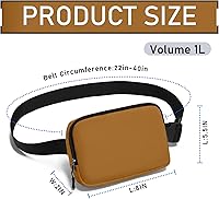 Vista 48 de Riñonera, bolsa para cinturón, correa ajustable ajustable de 40 pulgadas, para mujeres y hombres Beige