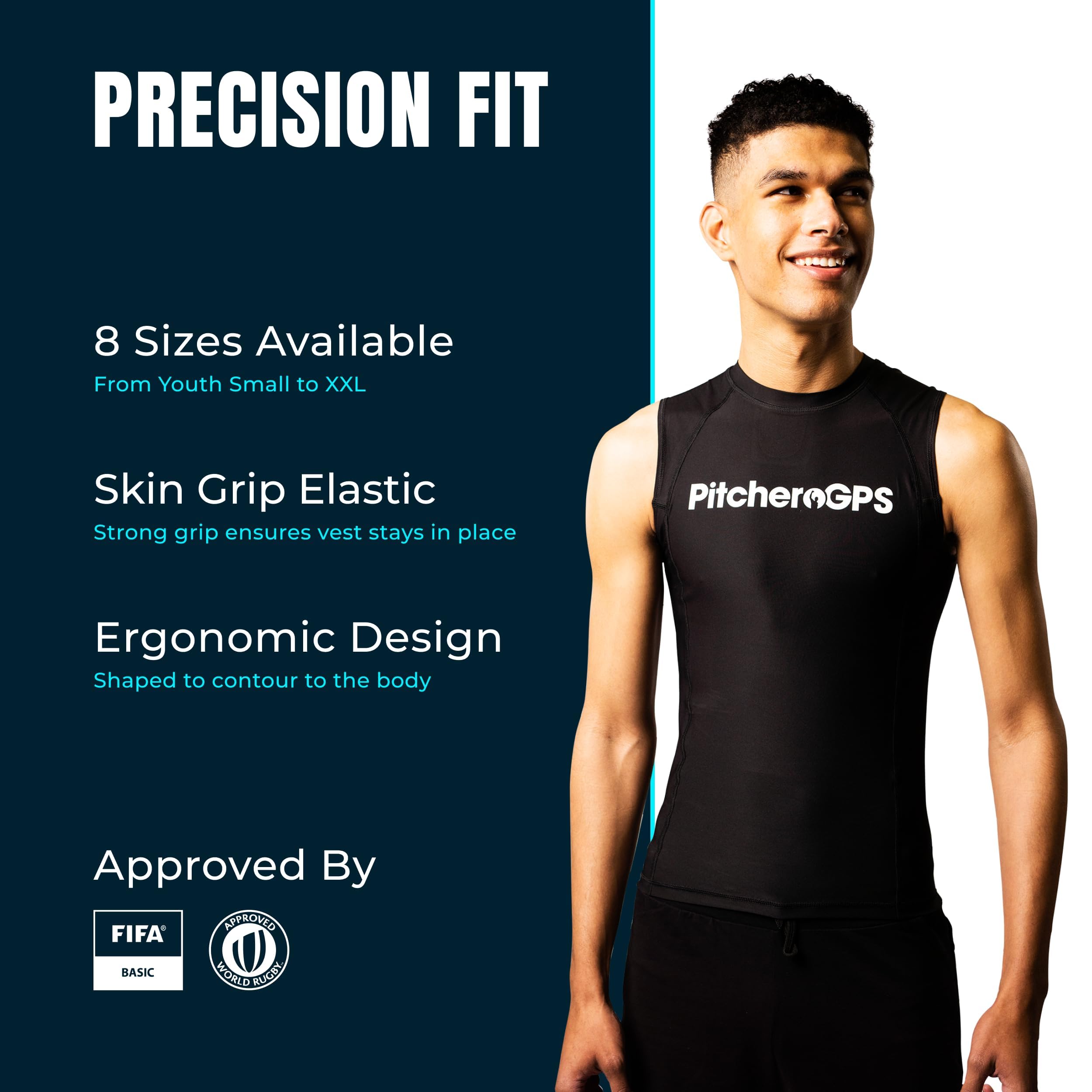 Ärmellose Kompressions-Basisschicht – GPS-Tracker-Tasche – Erwachsene – feuchtigkeitsableitendes, atmungsaktives Gewebe – Teamsport, Fußball, Rugby, Hockey
