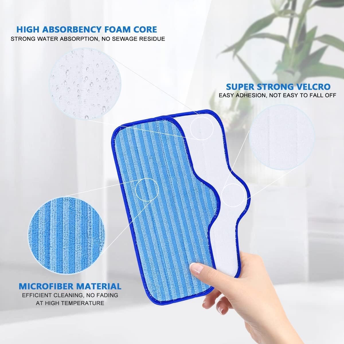 KEEPOW 10 Pack Microfiber Mop Pads Compatible with Dupray Neat Steam Cleaner McCulloch MC1275 and Steamfast SF-275/SF-370