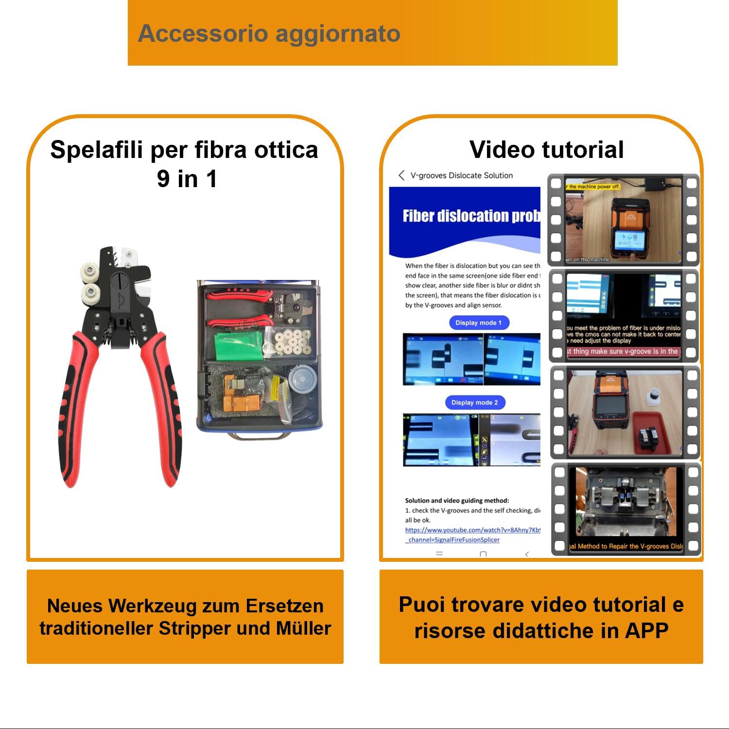 Giuntatrice Fibra Ottica Fusion Splicer AI-9 Veloce 5 Secondi, Giunzione 15 Secondi, Saldatrice per Fibra Ottica con Video Tutorial per Progetti di Giunzione FTTH e Cavi