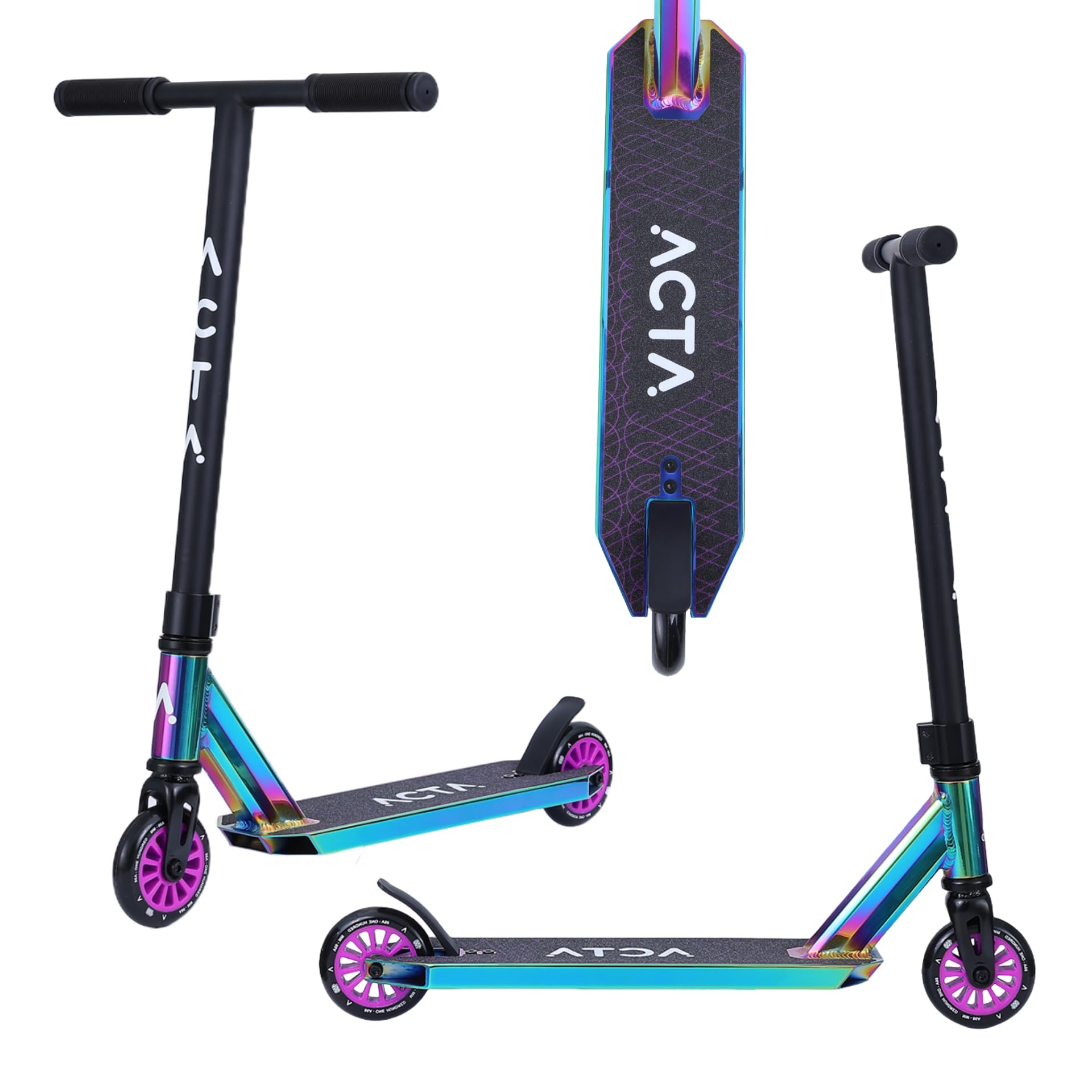 ACTA Trottinette Freestyle Enfant - Mini KSP - Néochrome - Enfant +​4 Ans, Guidon Renforcé, Système de Compression HIC, Plateau Aluminium - Initiation Skatepark & Street