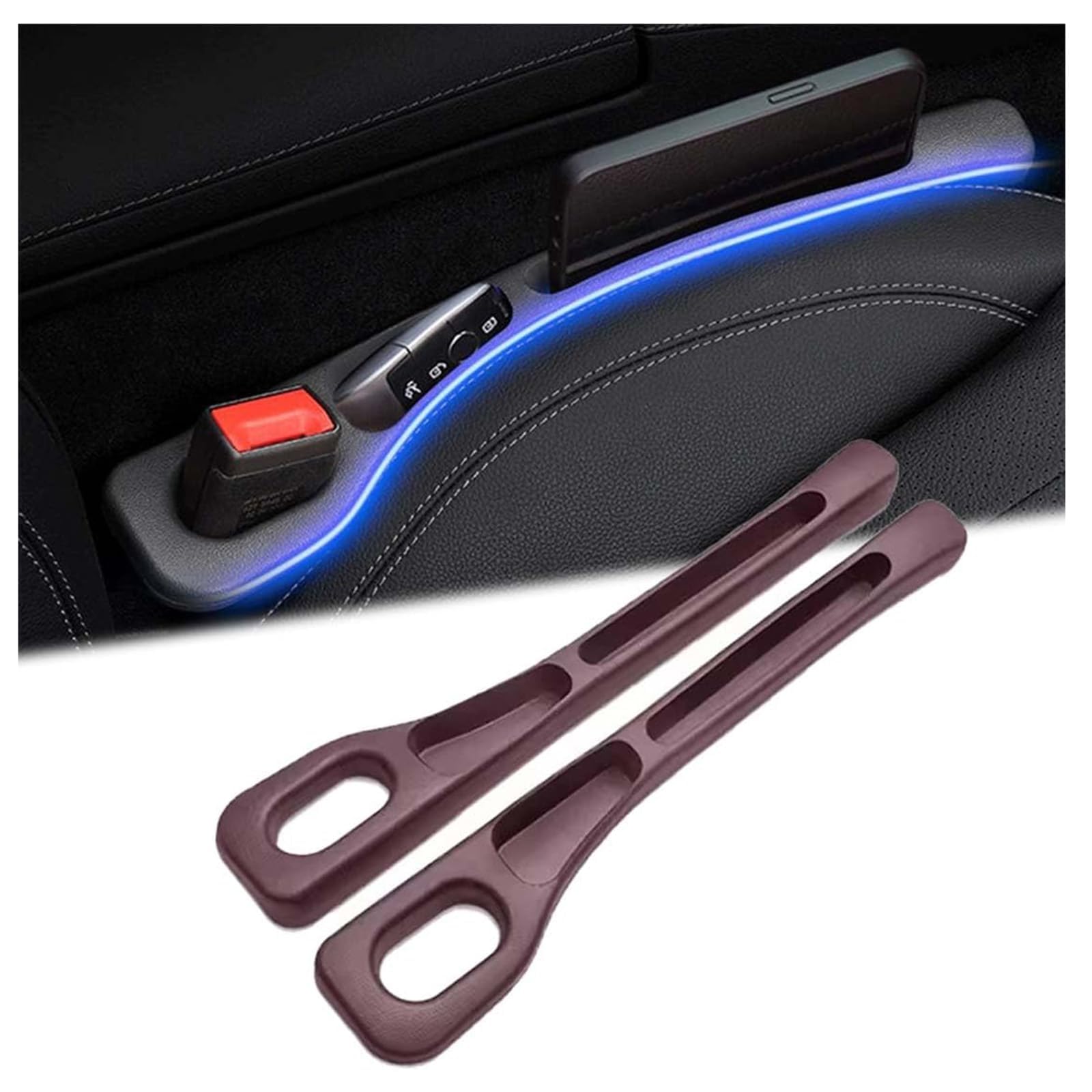 XMBTVAUMN 2PCS Car Seat Gap Filler, for VW New Beetle Cabrio (1Y7) 2002-2010 Car Seat Gap Organiser Drop Stop Blocker Side Pocket Storage Box Interior Accessories,B