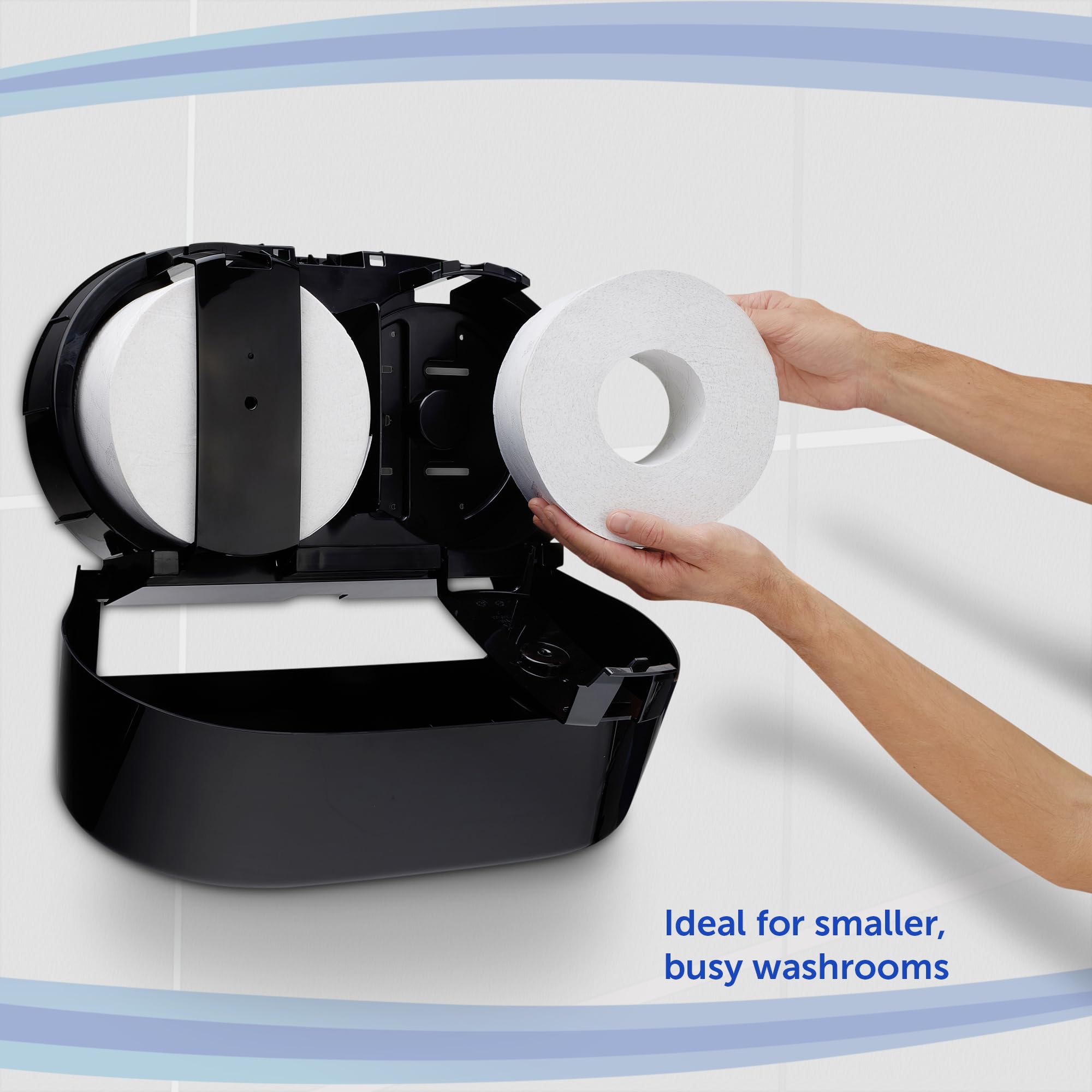 Twin Mini Aquarius Portarrollos Negro de Papel higiénico para baño de dispensación Central 7187-1 x Negro, Dispensador de Papel higiénico