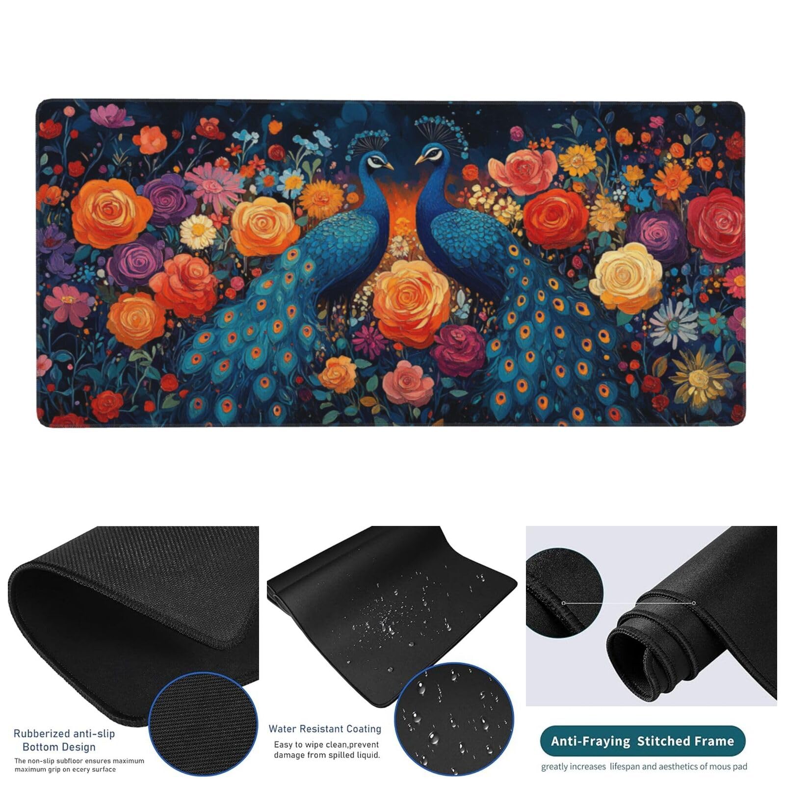 Podkładka pod mysz do gier XXL podkładka pod mysz 1000 x 500 x 3 mm paw podkładka pod biurko z gumową podstawą, podkładka pod mysz z antypoślizgowymi szwami krawędziami dla pracowników biurowych