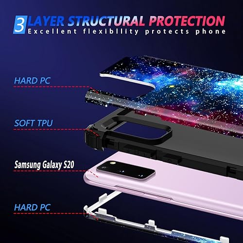 Miniatura 3 de Miqala Funda compatible con Galaxy S20 5G, que brilla en la oscuridad, tres capas de plástico duro resistente a los golpes + funda protectora de