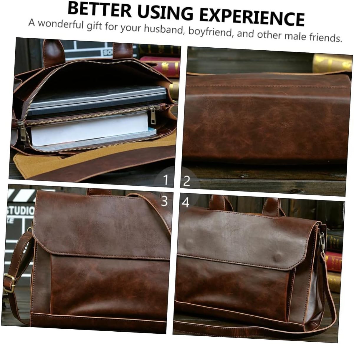 TEHAUX 1pc Pu Leather Briefcase for Business Laptop Shoulder Bag Multiple Pockets for Work Travel and Daily Use Stylish and Design