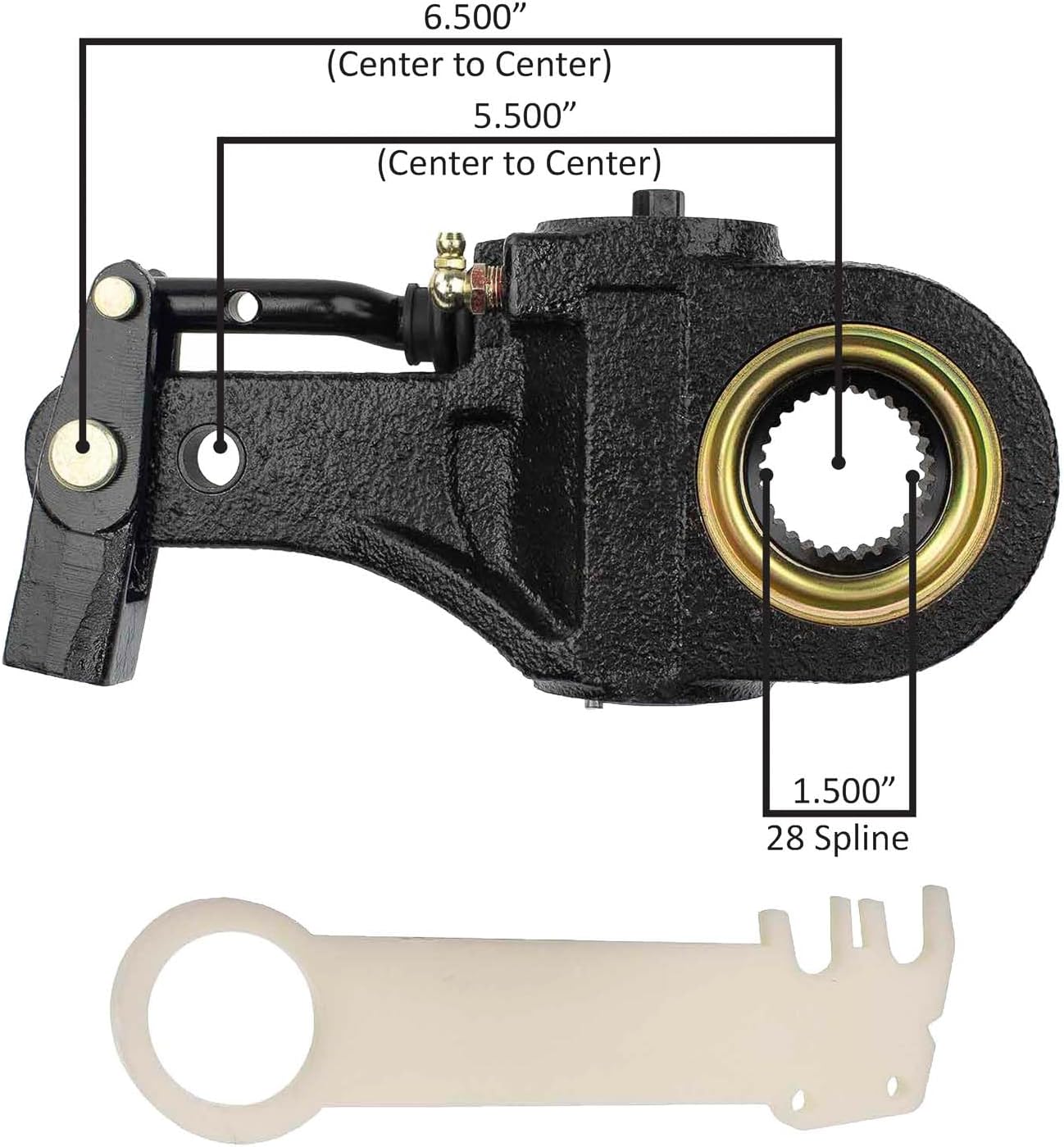 World American WA22102 Air Brake Automatic Slack Adjuster 1.5"-28 Spline 5.5"-6.5" Arm Crewson Style, Fit for Heavy-Duty Trucks, Replaces Meritor, Bendix, Ford, Automann, Haldex, Motor Wheel, Batco