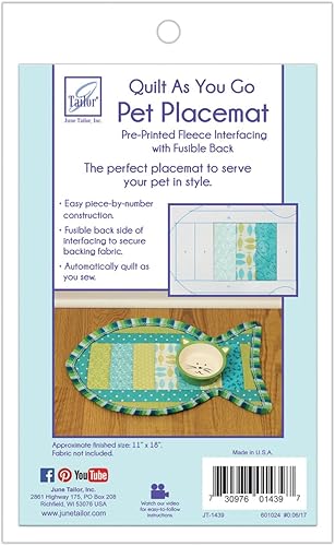 June Tailor Colcha as you go Pet placemat-cat 11"x18"