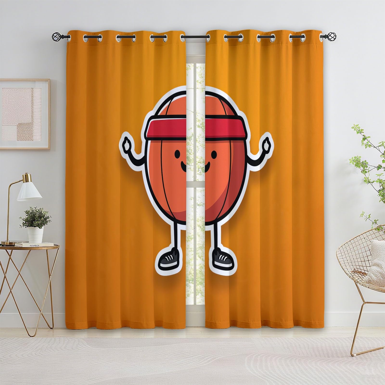 Rideaux isolants anti froid basket orange contre lumière et courants d'air