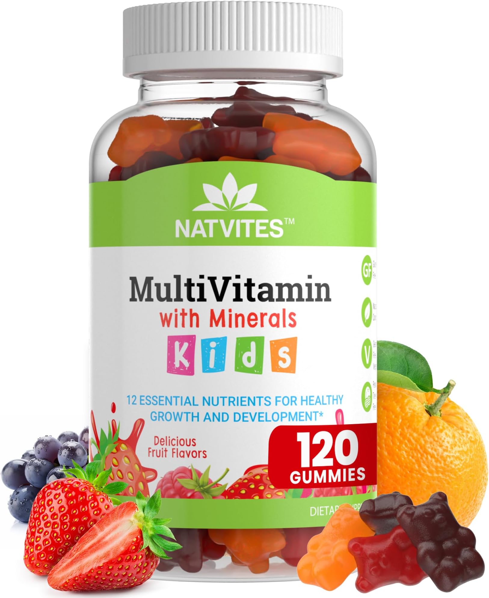 Natvites Complete Kids Multivitamin Gummies – 120 Count of Essential Daily Vi...
