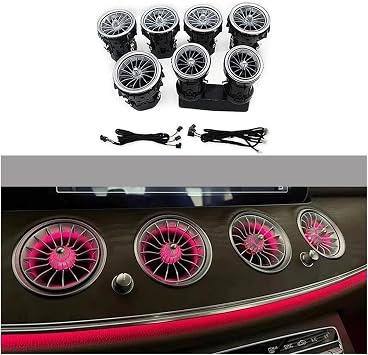 64 Colors Atmosphere Light Compatible with Mercedes-Benz C/GLC/E-Class W205 X253 W253 W213 2015-2021 LED Turbine Air Vent Ambient LightCompatible with C-Class W205