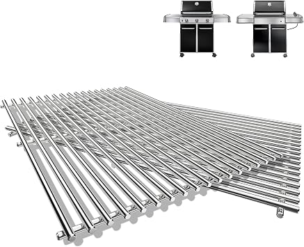 QuliMetal 19.5 Inch Grill Grates for Weber Genesis 300 Series | Grill Parts for Weber Genesis E-310, E-320, E-330, 304 Stainless Steel Replacement Parts for Weber Genesis 7528 7524