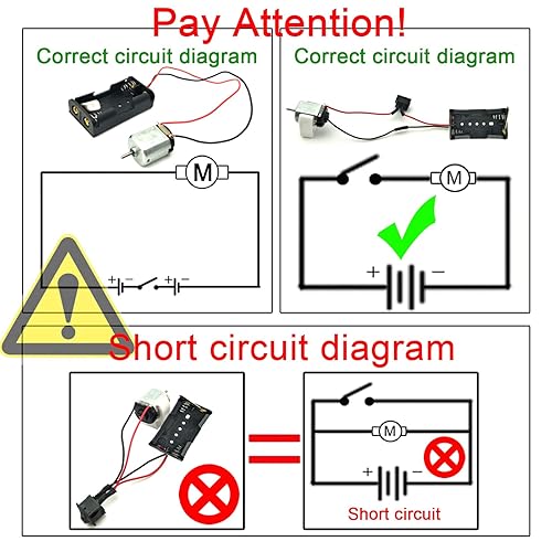 Miniatura 2 de EUDAX Juego de 6 pequeños motores eléctricos de CC de 1.5 V-3 V 24000 RPM con 2 x 1.5 V AA funda de soporte de batería, soporte de motor,