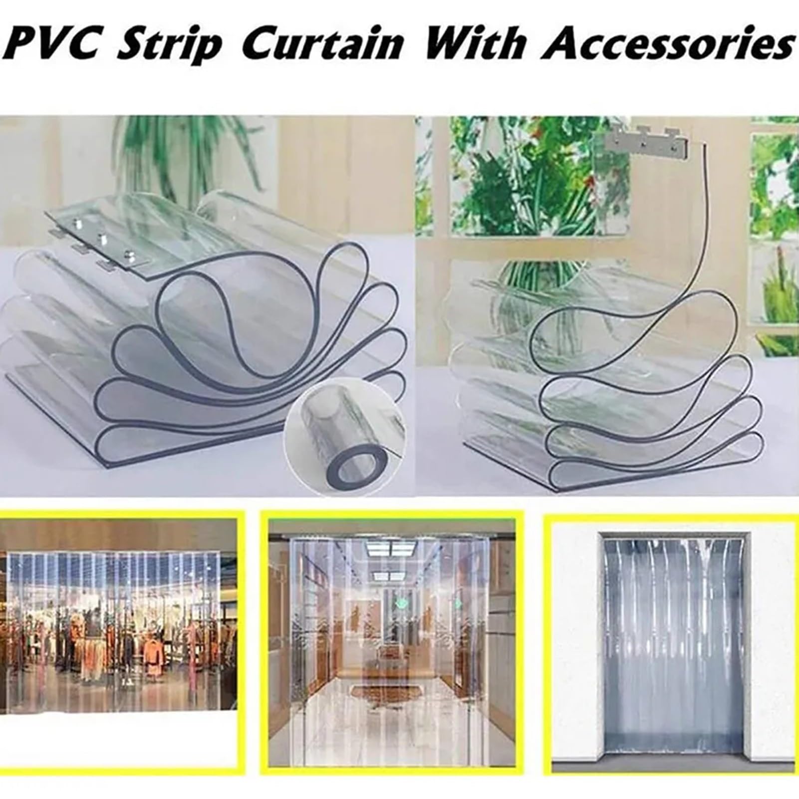 Porte à lanières en Vinyle PVC Transparent imperméable pour Magasin, Usine ou Garage - Installation Facile, résistante aux intempéries, économe en énergie, Usage Commercial