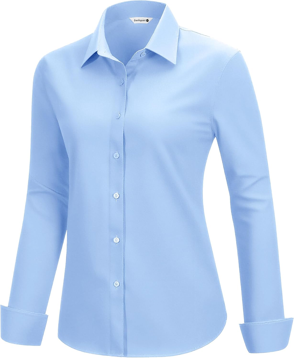 Super Soft Non-Iron Wrinkle Free Button Down Shirts for Women Solid Formal Work Dress Blouse Tops - Image 3