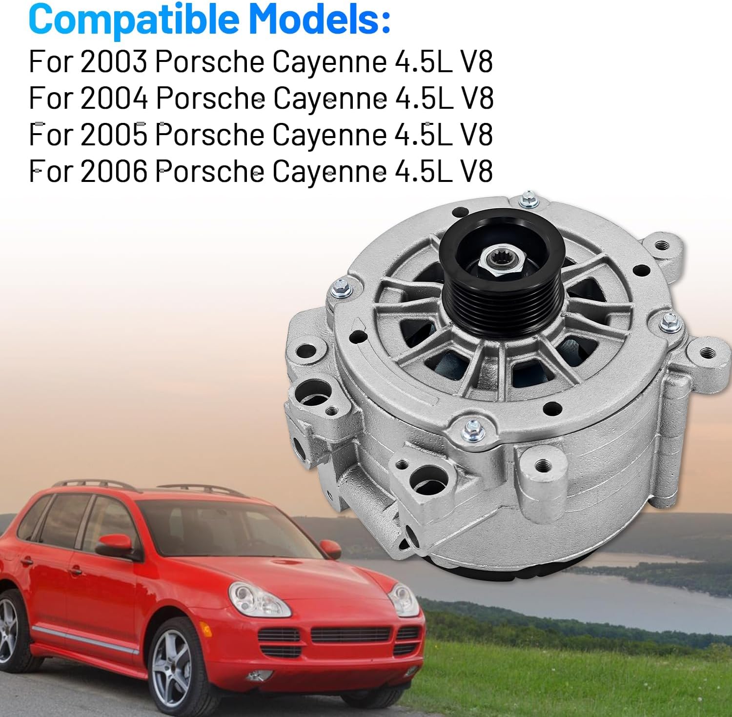 190A 12V Alternator Compatible with Porsche Cayenne 2003-2006 4.5L V8 94860301501 94860301502