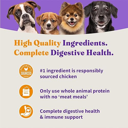 Miniatura 7 de Halo Holistic - Comida para perros, receta completa de pollo y arroz integral, sin jaula de salud digestiva, bolsa de comida seca para perros,
