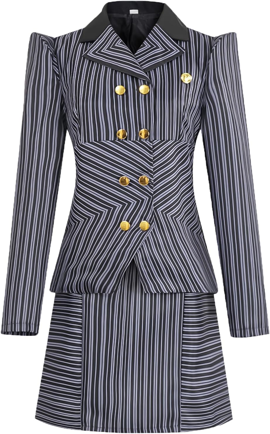 Bad Witch Costume for Women - Black and White Stripe Suit Witch Cosplay Outfit Wizard Dress for Halloween Theme Party