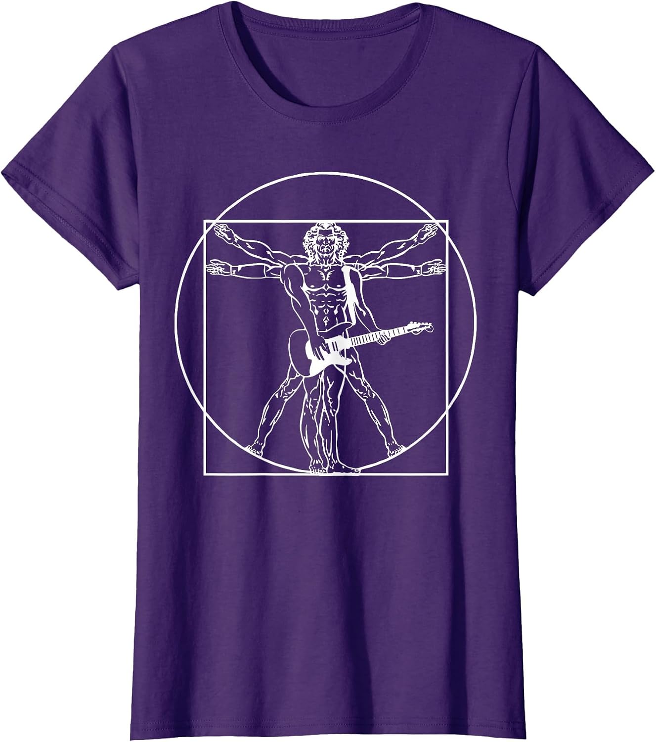Davinci Vitruvian Man Guitar Player Rock & Roll Guitarist T-Shirt