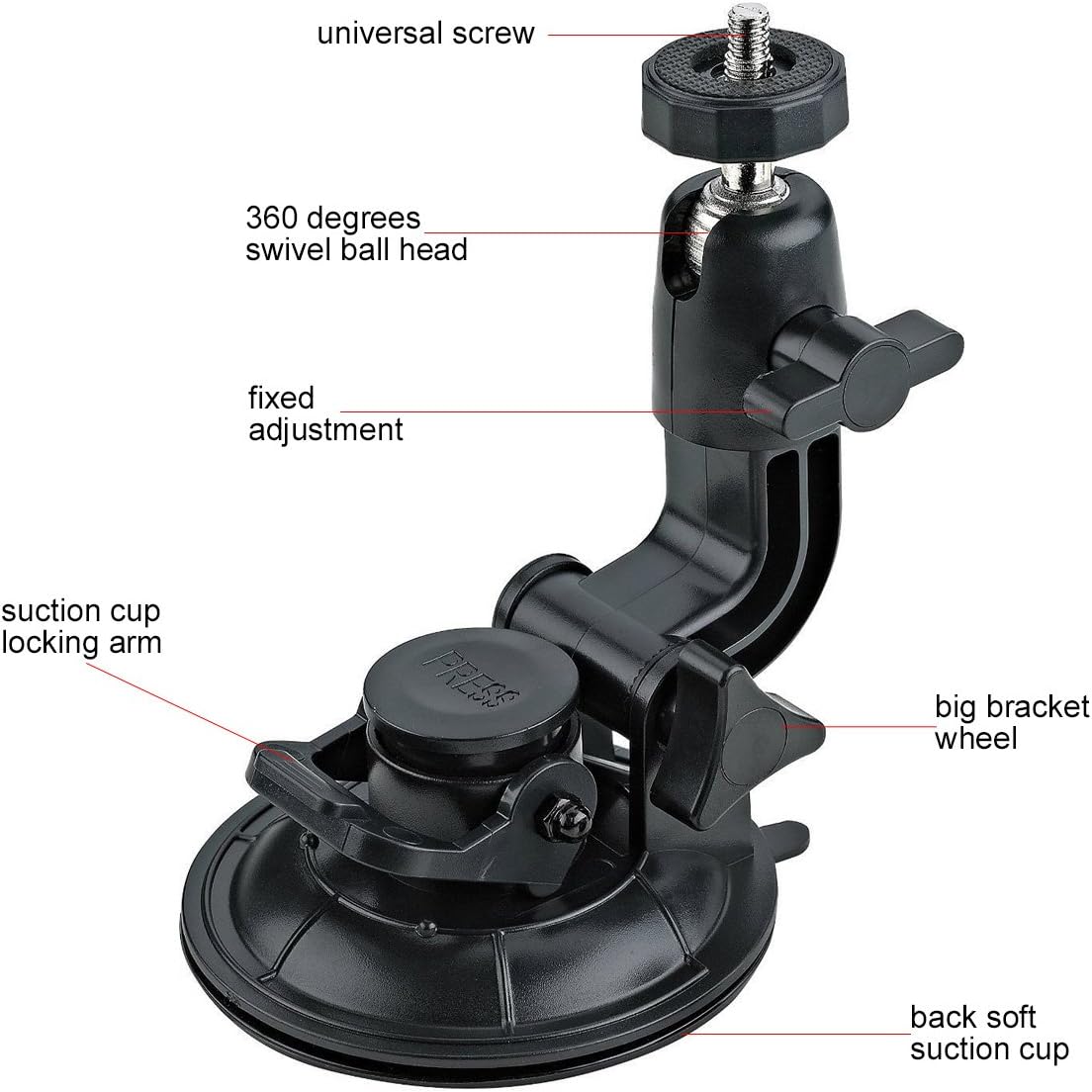 ASOCEA Action Camera Suction Cup Mount Windshield Camera Holder Tripod Adapter with 1/4" Screw Compatible with Gopro Hero 13 12 11 10 9/AKASO EK7000/Brave 4/Dragon Touch/DJI OSMO/Insta360 X3 x2/ODDV