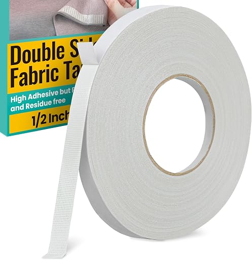 Birllaid White No Sew Hemming Tape Double Sided,Sticky Strong Adhesive Cloth Leather Tape Press-on Tape, No Ironing, Gluing, Alterations and Hemming,Easy to Remove 1/2 Inch x 200 Feet