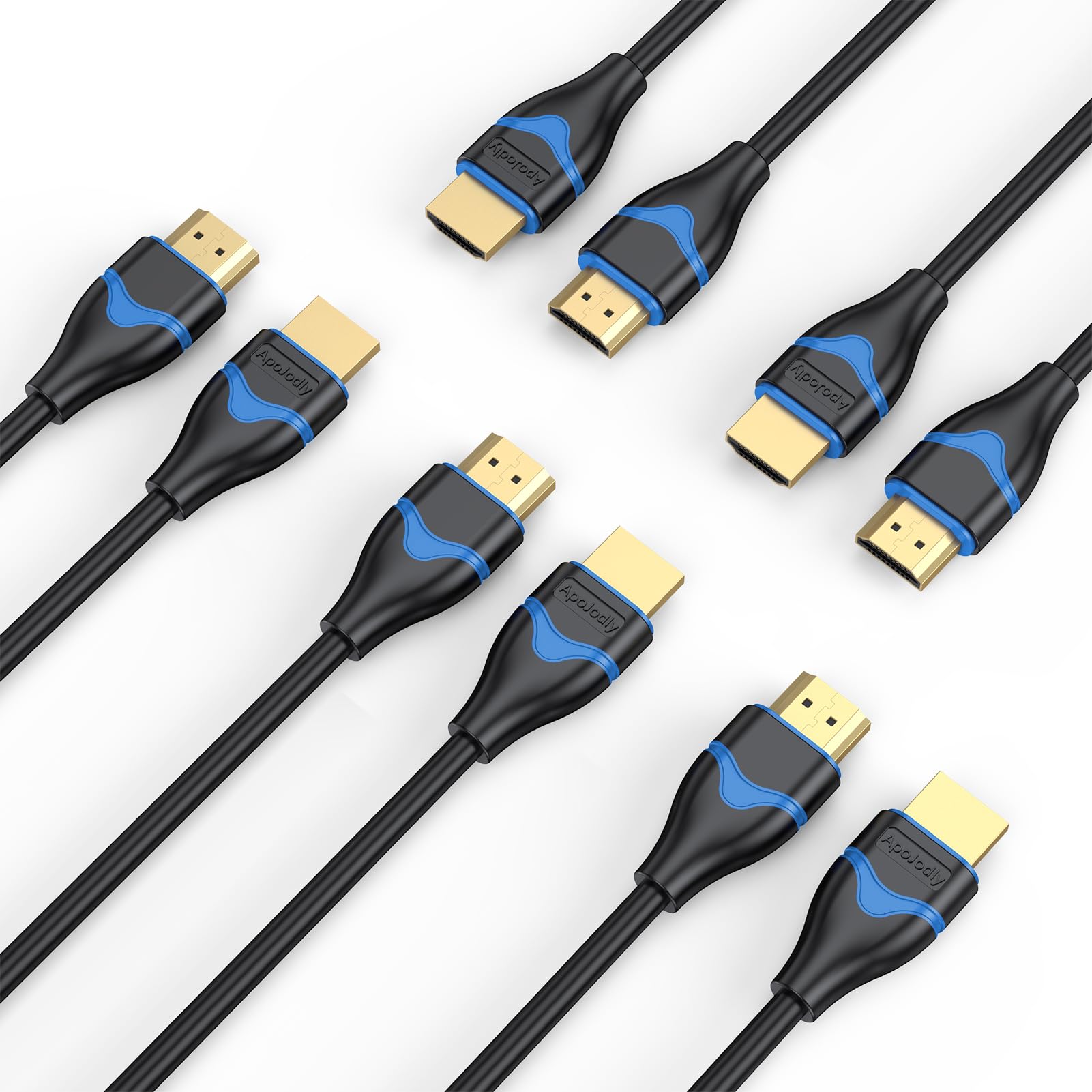 4K HDMI Cables 6FT 5-Pack, HDMI Cord 6 Foot High Speed HDMI to HDMI Cable 2.0(4K@60Hz, 2K@144Hz, 1080P@120Hz, 18Gbps, HDR, 3D, HDCP 2.2, ARC) for HDTV, Switch, PS4/PS5, Xbox, Blu-ray, Monitor 6.6FT/2M
