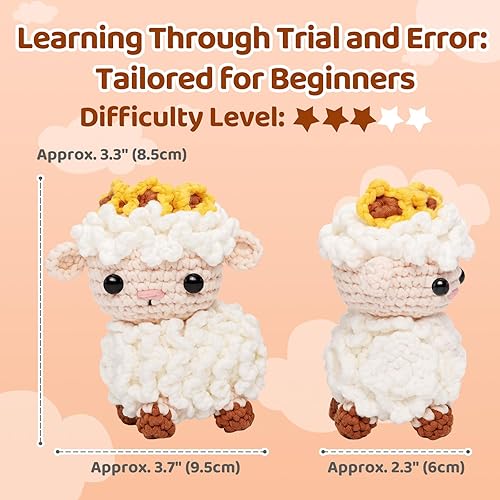 Miniatura 5 de Kit de ganchillo de Mewaii para principiantes nivel 1 con 40% extra de hilo pre-iniciado ecológico, tutoriales en video paso a paso para adultos