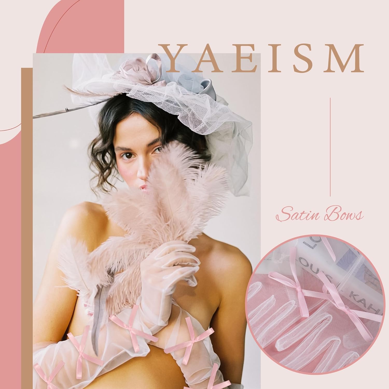 Long Bow Bridal Gloves Satin Bowknot Opera Gloves Tulle Wedding Sleeves Pearls Bachelorette Party Accessories - Image 2