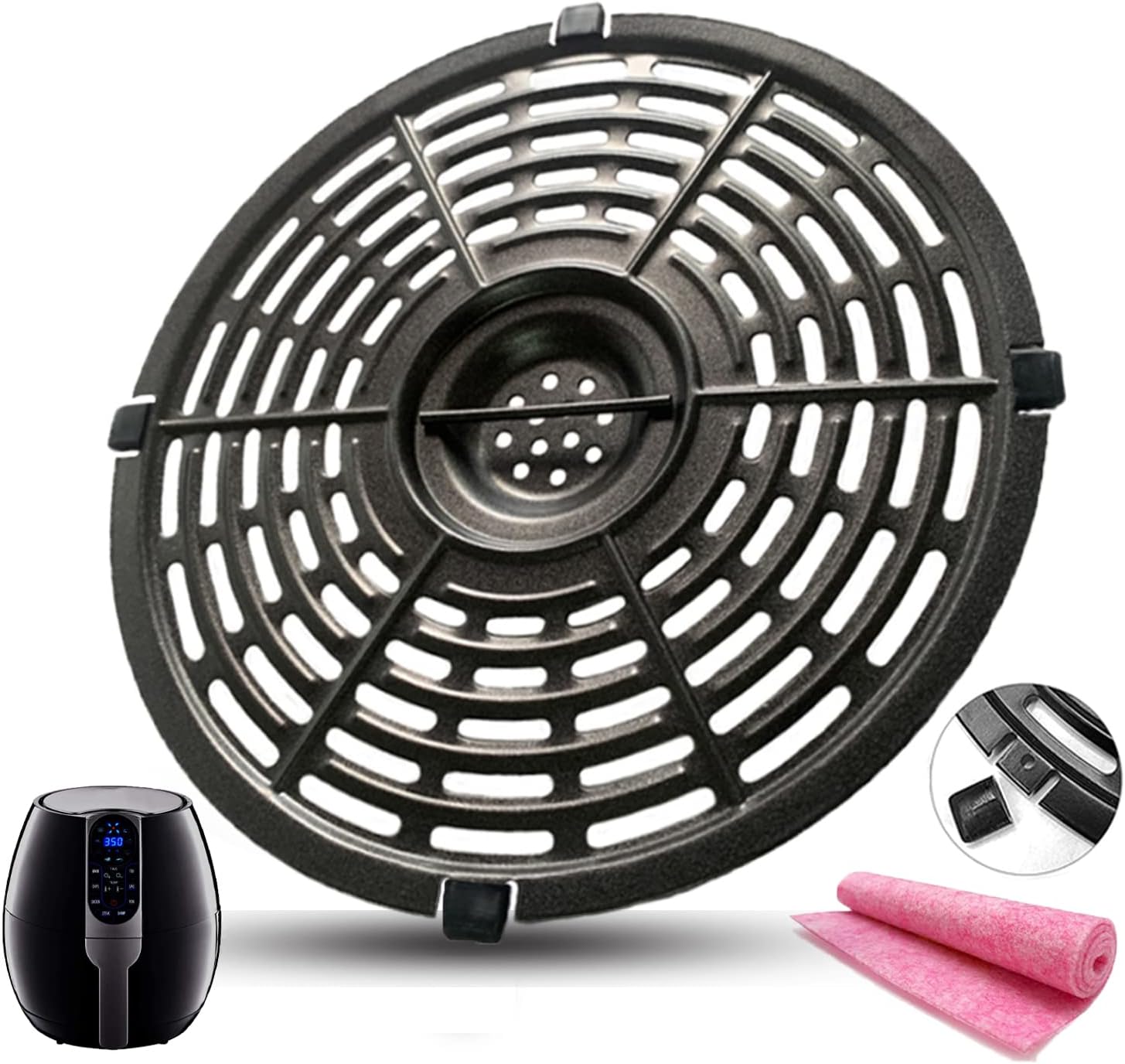 ALJ 5QT Round Air Fryer Crisper Plate Tray for Gowise USA Air Fryers, Upgraded Double-layer Non-stick Coating Air Fryer Grill Plate, Grill Pan, Griller, Rack, Grate, Insert for 5Quart Air Fryers