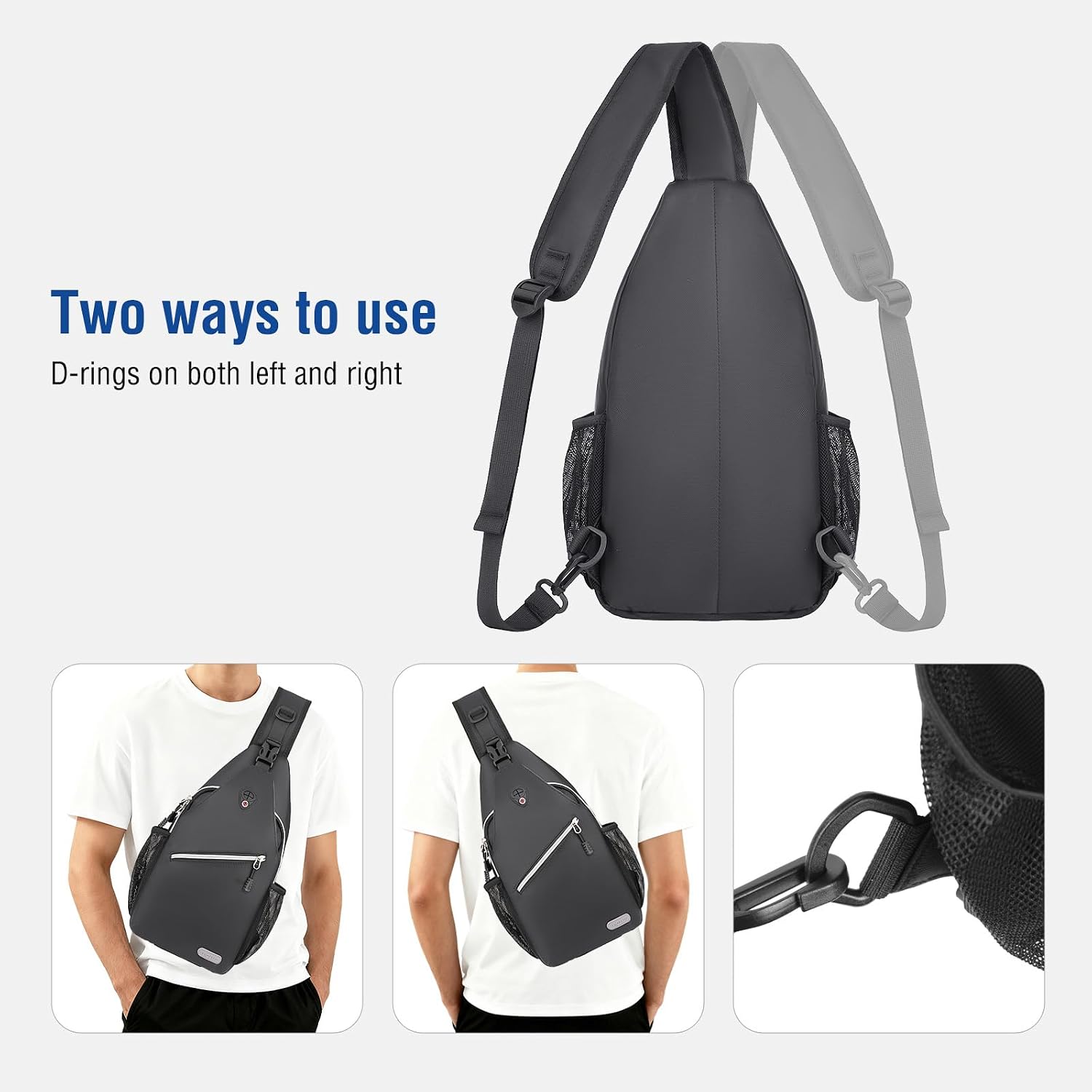 MOSISO Small Sling Bag for Men, Crossbody Shoulder Chest Daypack Bag image 4