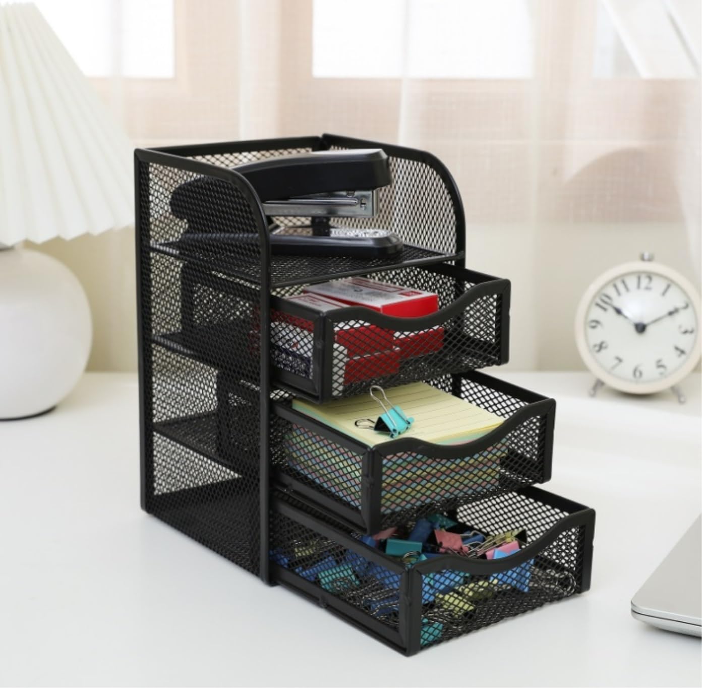 Porta Oggetti da Scrivania Organizzatore Da Scrivania A 4 Livelli, Forniture Per Ufficio Desktop Multifunzionali In Rete Per Ufficio, Casa, Scuola Organizzatore Scrivania