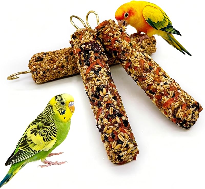 Petisco para Aves em Palitos com Cereais e Vegetais Acsist, com Ganchos, 3 Unidades