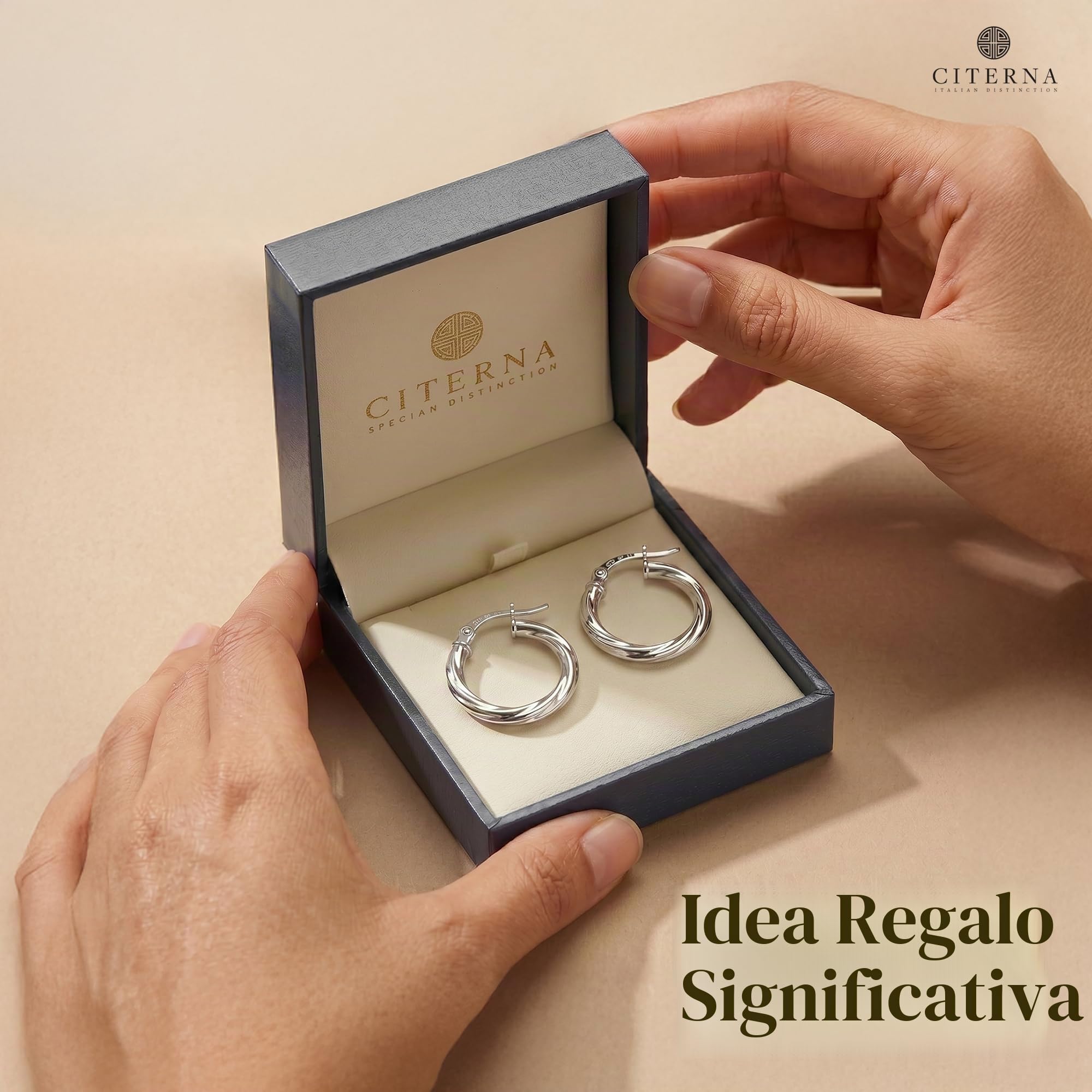 Orecchini a Cerchio da Donna, Oro Bianco
