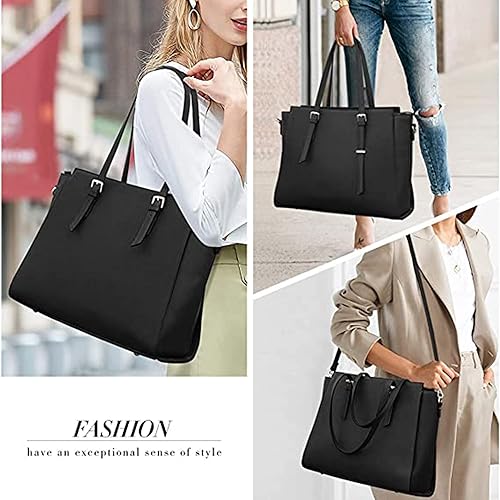Miniatura 5 de forubar Bolsa para laptop para mujer 156 pulgadas bolsa de cuero para computadora oficina maletín de oficina grande impermeable bolsa de hombro
