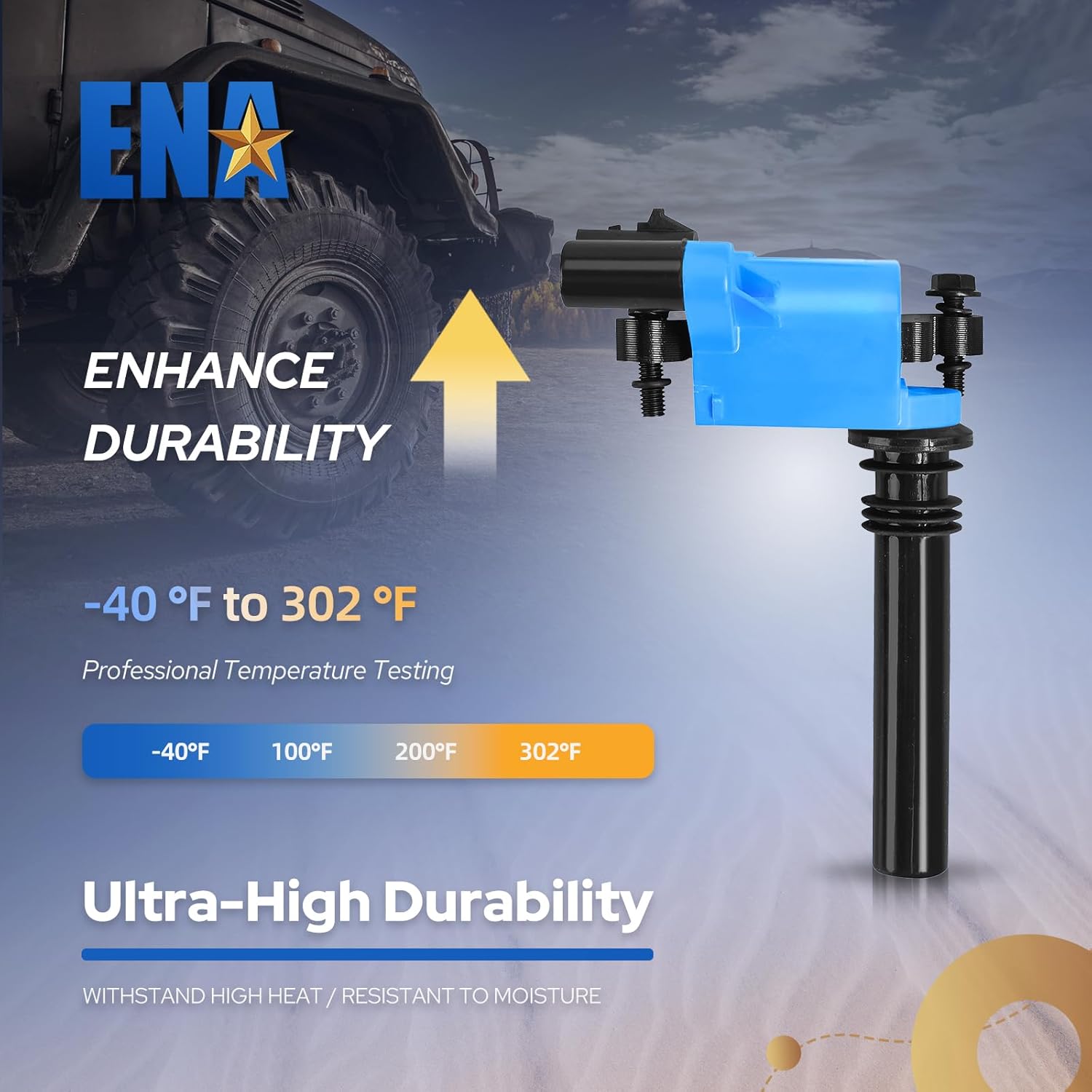 ENA Set of 8 Blue Ignition Coil Pack with 16 Spark Plug and Blue Wire Set Compatible with Chrysler Dodge Jeep Ram 1500 2500 3500 Magnum Grand Cherokee 300 5.7L V8 2003 2004 2005 Replacement for UF378