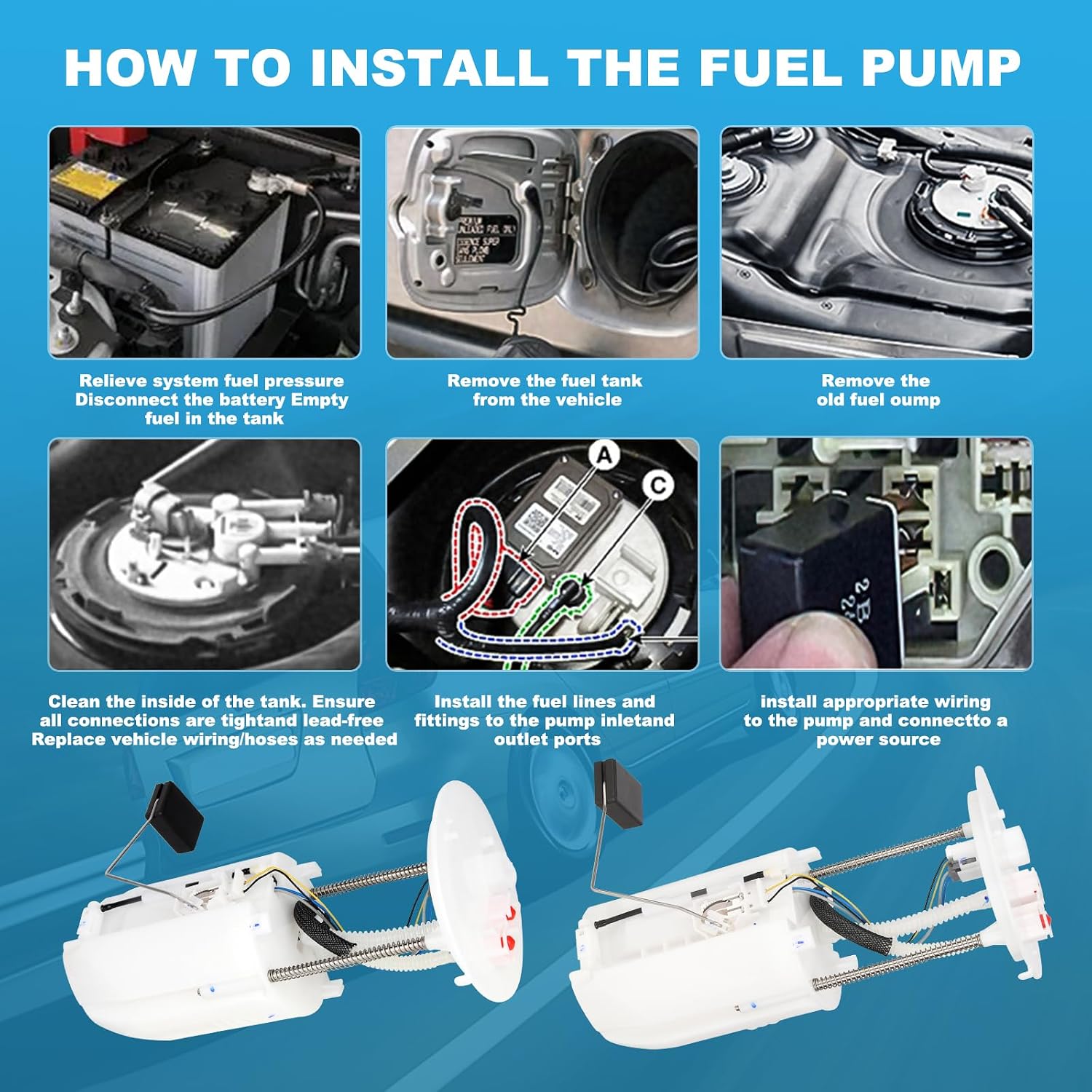 OTO-K Electric Fuel Pump Module Assembly with Sending Unit Compatible with Lexus GX470 & Toyota 4Runner, 2005 2006 2007 2008 2009, V8 4.7L, Gas, Replaces# E8797M, FG1761, P76695M, SP9017M, 69899