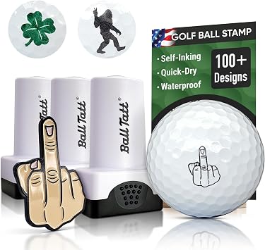 Golf Ball Stamp - Self-Inking Marker - Quick-Dry Permanent Marking Tool, No Leaks or Refills, Reusable & Waterproof Golfing Stamper - Ideal Gift for Golfers, Dads, Retirement, Funny, Parody Humor.
