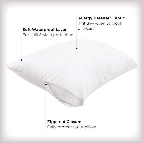 AllerEase Waterproof Pillow Protector Standard/Queen 2 Pack
