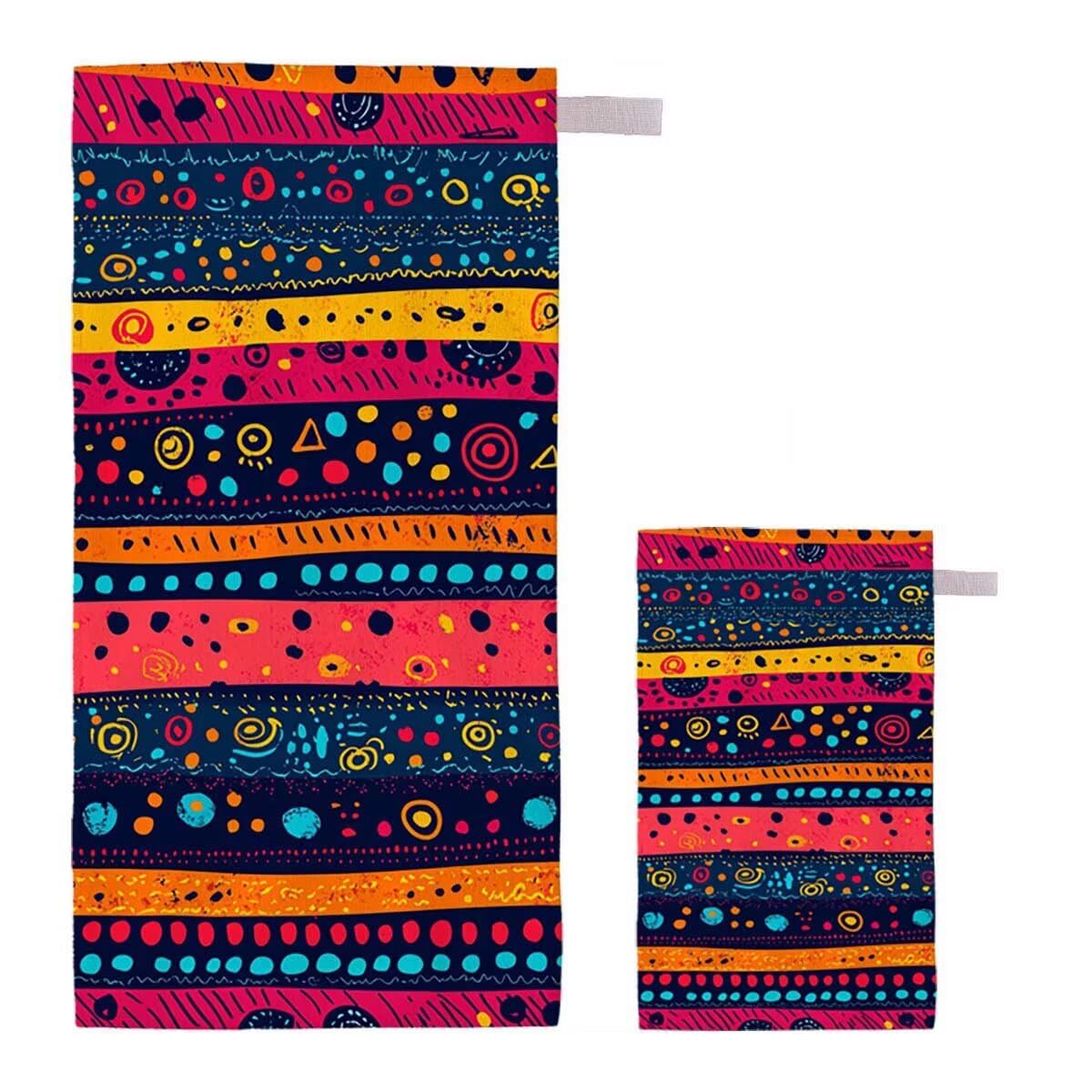 Toalla de Playa Grande 220x100cm/35x70cm, Juego de 2 Toalla Microfibra XXL de Antiarena, Toallas Playa Suave Ligera, Absorbente Secado Rápido, Beach Towel Viaje Yoga, Regalo Mujer Hombre (India) G-40
