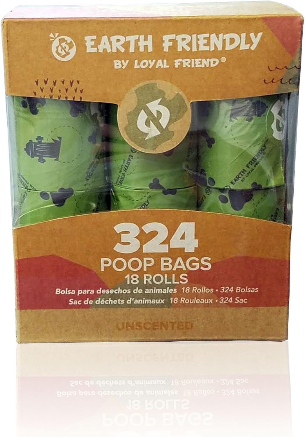 Earth Friendly PoopBags,18 Rolls/324 9x13 Bags, Dog Waste