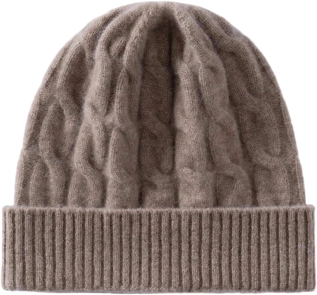 Merino Wool Hat Thick Warm Twisted Men Women Outdoor Knitted Beanies