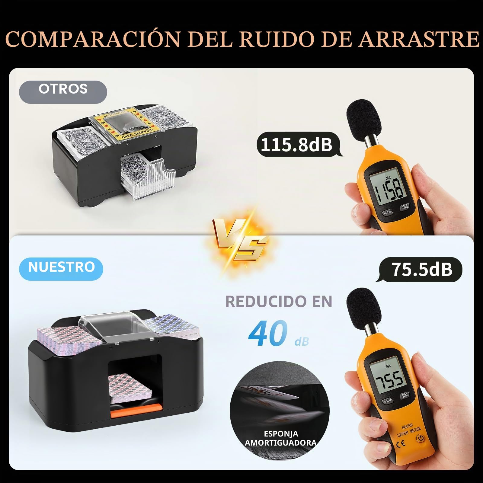 Diealles Shine Barajador de Cartas, Mezclador de Cartas de 1 a 2 Barajas, 2000mAh Card Shuffler para Blackjack Texas Hold'em Viajes de