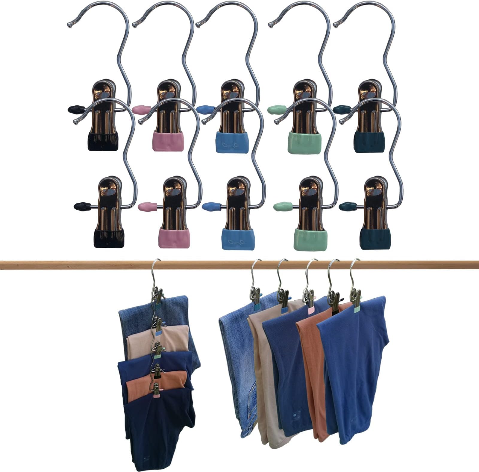 Upgrade 2 Pack 4 Tier Skirt Hangers With Clips Space Saving Pants
