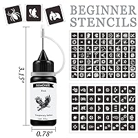 Vista 2 de Tinta de tatuaje temporal y plantillas para adultos, adolescentes y niños, kit de tatuaje temporal agradable a la piel, negro, rojo, marrón, verde
