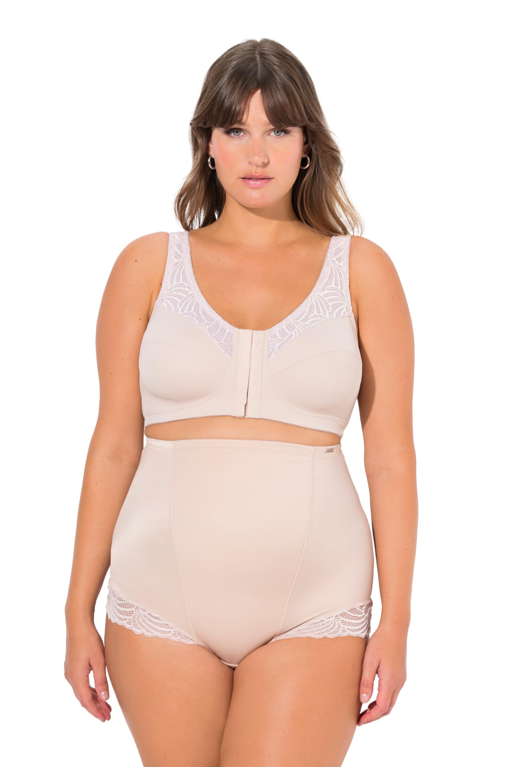 Ulla Popken Women's Relief Kelly Without Underwire, Front Closure, C-D Bra, Light Beige, 50