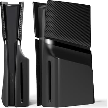 eXtremeRate eXcover Case for PS5 Slim Disc Edition Console Scratch-Resistant Side Plates Faceplate with Cooling Valve Lower Protection Cover Replacement Full Shell Accessory for PS5 Slim Disc Console Black