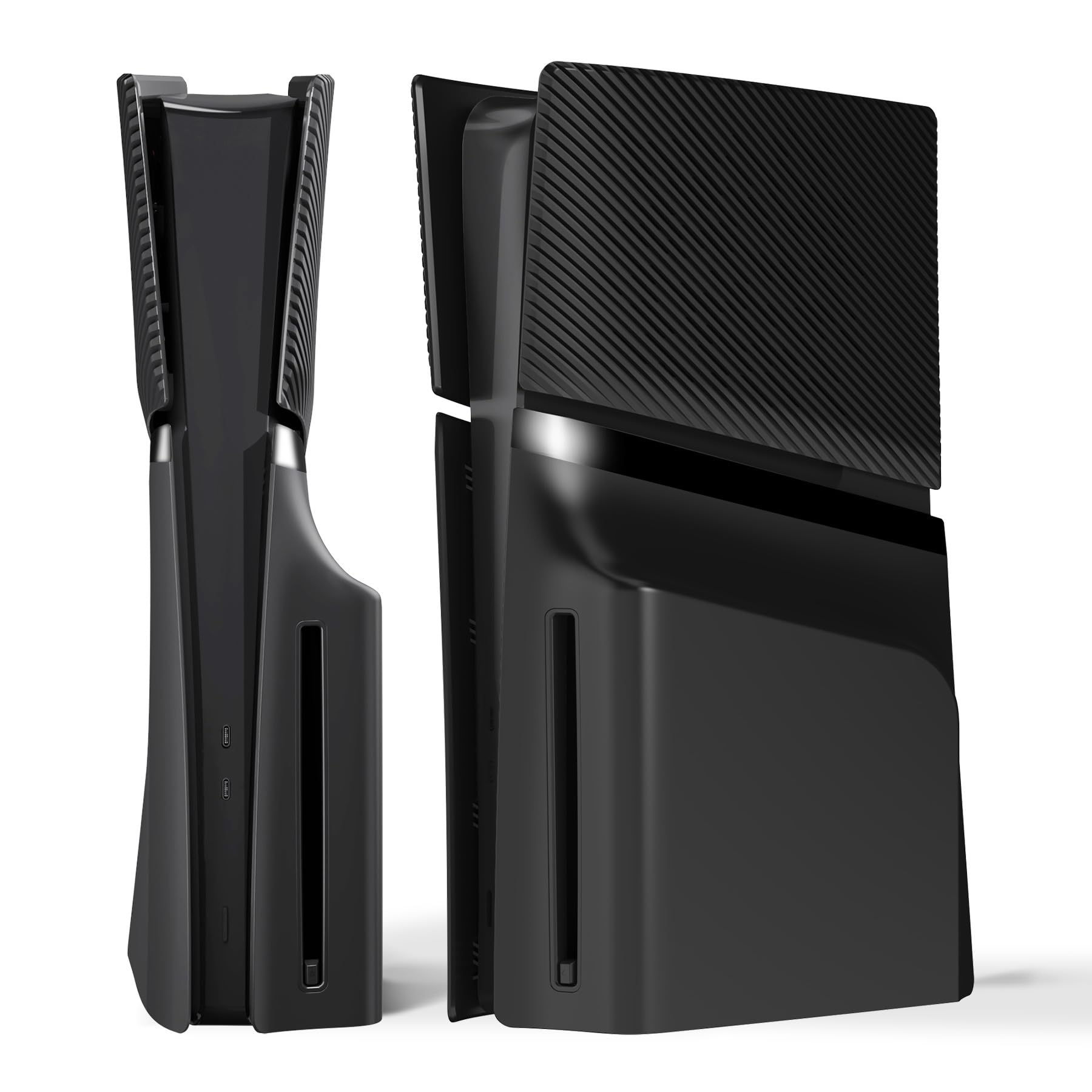 eXtremeRate eXcover Copertura Ricambio Compatibile con ps5 Slim Console Disc Edition, Cover Coperchio Custodia Placca Shell Ventilata per ps5 Slim Disc Console, Nero