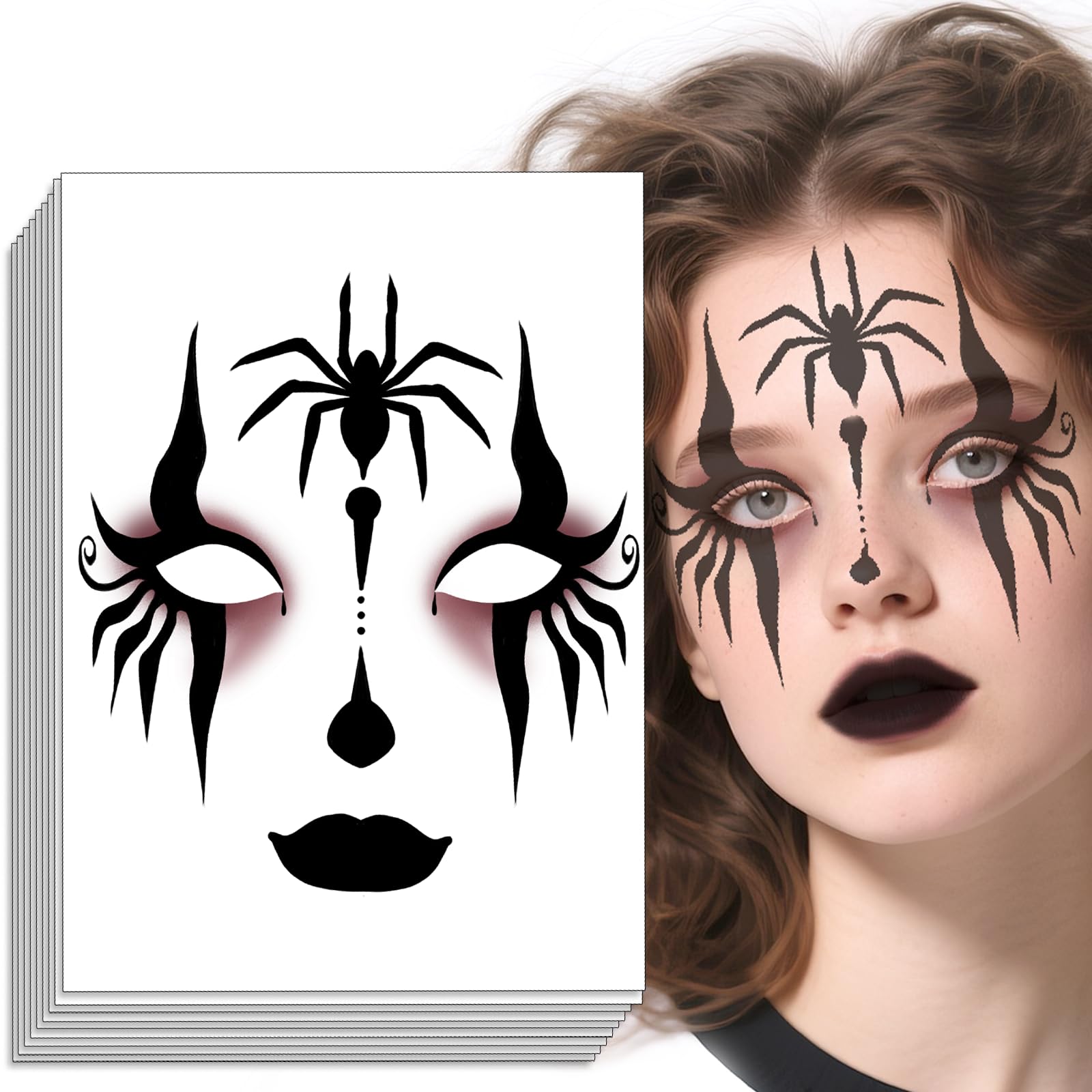 Halloween Spider Web Face Tattoo, Face Temporary Tattoos Face Temporary Tattoo Sticker, Halloween Makeup Tattoo Stickers for Women 8PCS