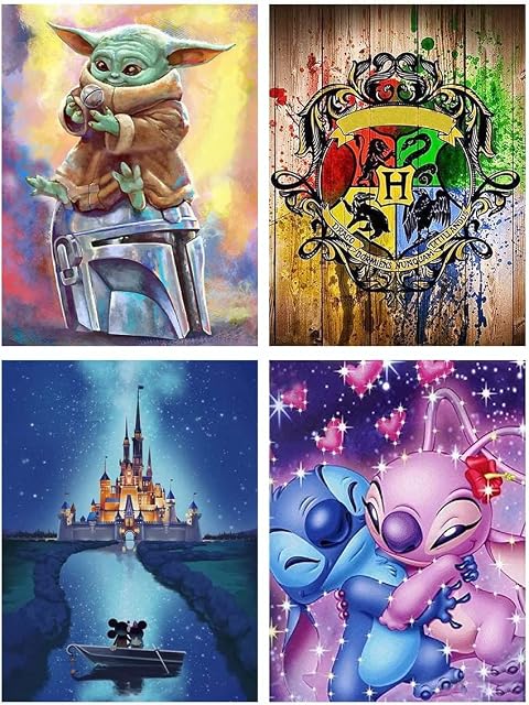 BEAYIOU 4 Pack Paint by Numbers for Adults and Kids Beginner, Painting by Number Kits On Canvas, Without Frame DIY Cartoon Animal Oil Painting Acrylic Paints, Home Wall Decor  12x16 in